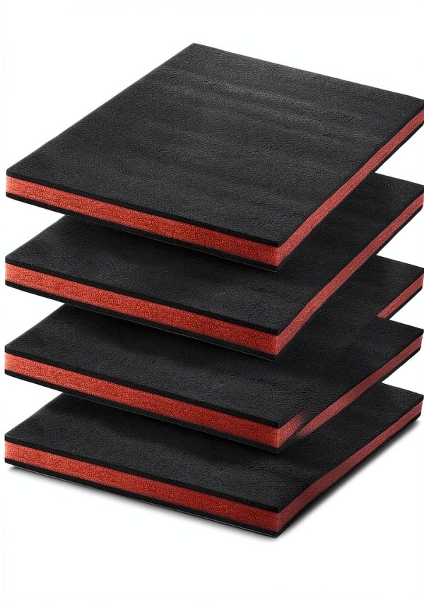 QWORK Tool Box Foam Inserts 4-Pack 16x12x1in Red/Black PE Foam Sheets-0