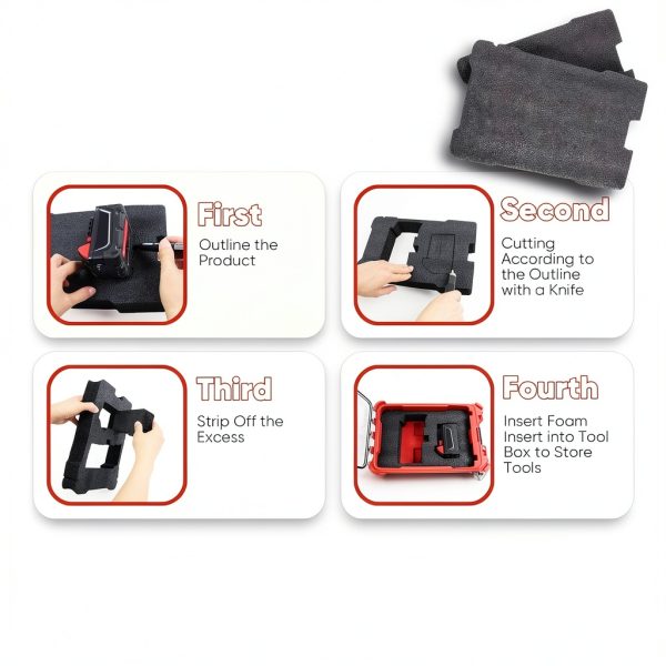 Foam Inserts for Milwaukee Packout 48-22-8435 Terixe 2‑Pack Black Foam-3