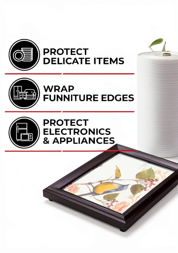 enKo Foam Wrap Roll 12" x 600" Cushioning Foam with Fragile Labels-6
